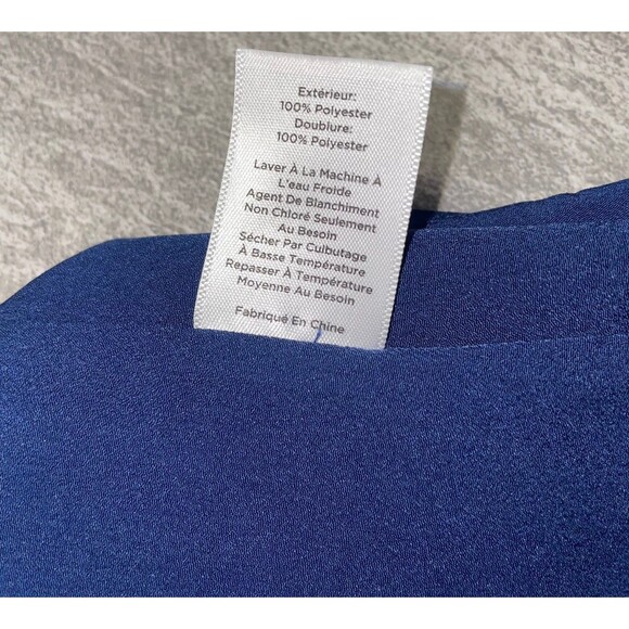 Talbots SZ 2XP Navy Blue Floral Sleeveless Tie Neck Floral Blouse Mature Cottage - Picture 8 of 9